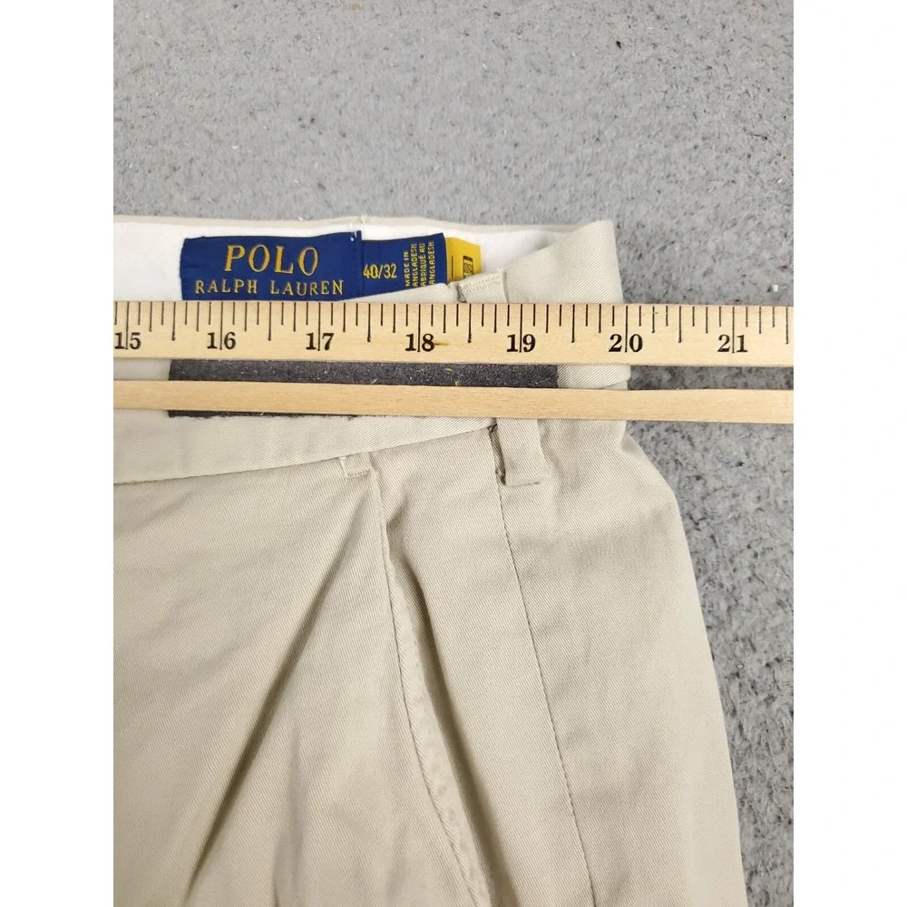 Ralph Lauren Pants Mens 40x32 Beige Casual Flat Front Chino Trousers *